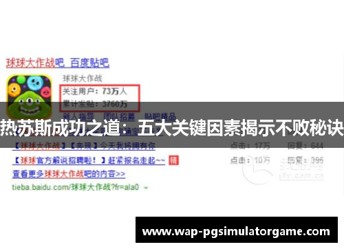 热苏斯成功之道:五大关键因素揭示不败秘诀